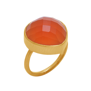 Piedra preciosa cornalina, joyería de plata de ley 925, anillo de moda hecho a mano chapado en oro para regalo de compromiso de aniversario de boda. - Product Image 1