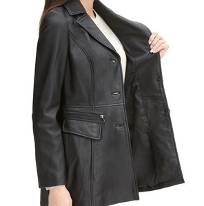 Chaqueta de moto de cuero de piel de oveja de otoño para mujer con estilo, Tops con cremallera de talla grande, ropa de abrigo de moda para mujer, venta al por mayor - Product Image 3