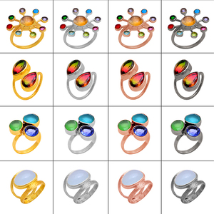 925 argent massif à la main bague à griffes naturel Rose calcédoine pierre précieuse pur diamant perle empilable conception bijoux en gros - Product Image 6