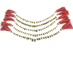 Hermosa circón verde perforado forma de gota facetada Natural Multi piedra preciosa hecha a mano joyería hebras cuentas - Product Image 5