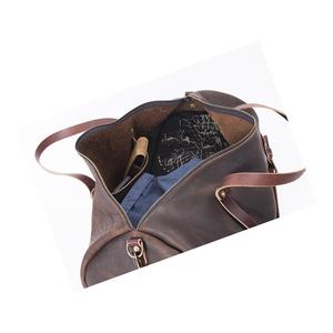 Bolso de lona grande de 32 pulgadas Vintage, piel de vaca de grano completo, cuero genuino, forro de poliéster marrón, característica antirrobo, imitación de moda - Product Image 2
