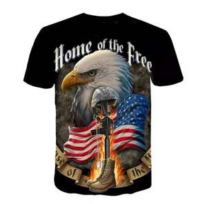 Camiseta de algodón con estampado de águila personalizada para hombre, camisa de manga corta de gran tamaño, 160gsm, 100% - Product Image 2