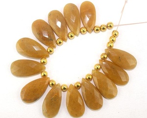 Gema de Aventurina amarilla Natural, cuentas de Briolette con forma de pera facetadas para fabricación de joyas, buena calidad, 1 hilo - Product Image 1