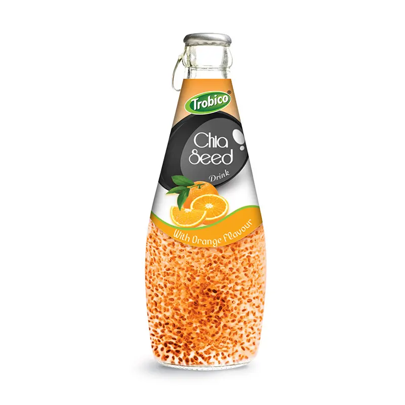 VietNam üreticisi 290ml cam şişe portakal aromalı Chia tohumu İçecek