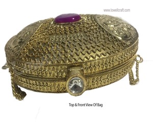 Minaudiere personnalisé, sac à main en métal avec chaîne dorée pour femmes, pochette de soirée, modèle artisanal personnalisable - Product Image 3