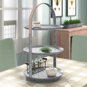 แท่นวางเค้กสามชั้นเคลือบสังกะสีทรงสี่เหลี่ยมผืนผ้า - Product Image 1