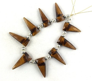 Cuentas de Jaspe Unakita Natural de Buena Calidad, Forma Triangular Facetada, Color Amarillo Negro, Grado AAA, Certificadas por Terceros - Product Image 3