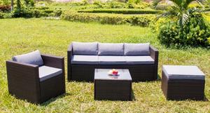 Sofá de mimbre de polietileno, muebles de exterior/jardín, conjunto de 26 - Product Image 4