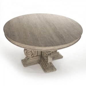 Mesa de Comedor de Madera Reciclada de la Mejor Calidad con Pedestal Tallado Tradicional de Madera Maciza para Muebles de Sala de Estar - Product Image 2