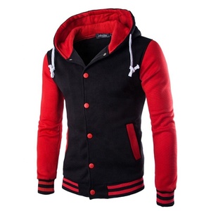 Veste de baseball en laine pour hommes, coupe-vent décontracté d'hiver, coupe-vent respirant, motif teint, boutons en corne - Product Image 1