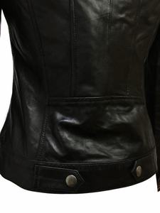 แจ็กเก็ตหนังนิ่มสำหรับผู้หญิง, แจ๊กเก็ตทรงสลิมฟิตลำลองน้ำหนักเบาสวมใส่สบายเหมาะสำหรับใส่ในชีวิตประจำวัน - Product Image 3