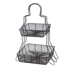 Panier de rangement pour fruits en fil de fer à deux niveaux Panier à fruits en métal durable - Product Image 3
