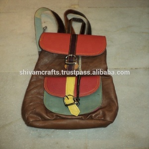 Sacs à dos en cuir patchwork coloré de style vintage pour exportateur unisexe en gros de l'Inde - Product Image 4