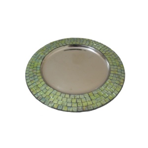 Vaisselle de mariage, assiette de service en métal, assiette décorative en mosaïque, assiette de service arrondie décorative - Product Image 3