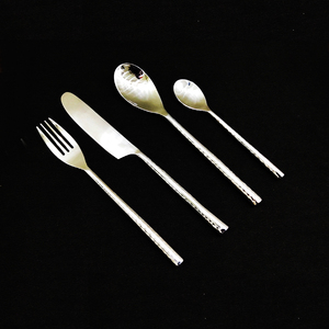 Juego Cubiertos Acero Inoxidable Pulido Martillado 4 Piezas - Product Image 1