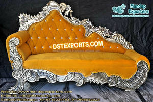 Maharaja บัลลังก์แต่งงานเก้าอี้นั่งแต่งงานที่ทันสมัยทองเพชรโซฟาแต่งงานหรูหราคลาสสิกโซฟาสีขาว - Product Image 2