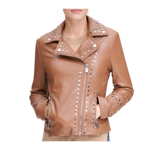 Real lambskin women leather blazer in formal fitted cut ideal for business casual office looks and elegant <b>dressing</b> - Product Image 1