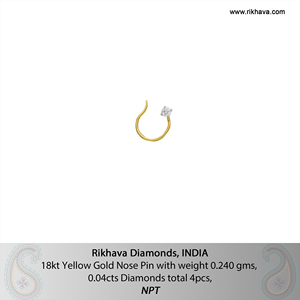 18kt เพชรสีเหลืองทองขาจมูกสำหรับผู้หญิง - Product Image 6