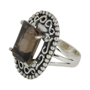Anillo Vermeil Eternity de moda para mujer Hermosa Plata de Ley 925 con anillos de cuarzo ahumado natural - Product Image 3
