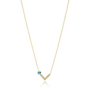 Boomerang-colgante de plata de ley 925 con diseño de ojo turco, joyería hecha a mano, para mujeres - Product Image 1