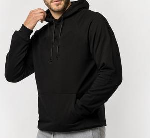 Sweat à capuche décontracté en polaire noire pour hommes, respirant, doux, doublé de tissu, coupe relax, essentiel pour le printemps, qualité, teint en couleur unie - Product Image 3