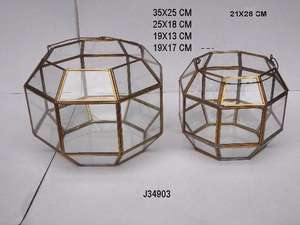 Terrario de cristal moderno para decoración interior del hogar con diseños geométricos, contenedor de latón con lados metálicos para exhibición de plantas suculentas de helecho - Product Image 6