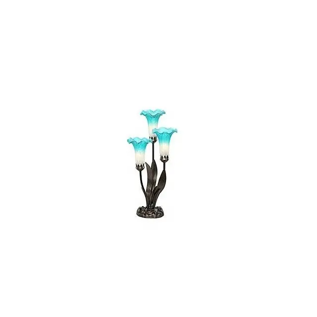 Hand Painted Glass 3 Lily Uplight Accent Lamp Beautifully Designed to Accent your Home, Work of Office.