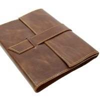 Libreta de Cuero Genuino Hecha a Mano New Era NEO-LBJ con Cinturón, Estilo Vintage, Tapa Dura, A5, Recargable, Diario de Viaje, Ecológica