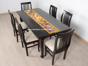 Chemin de Table Ethnique Bohème Fait à la Main Motif Floral Unique Décor À La Maison Vintage Indien Sari Patchwork en Coton pour Manger - Product Image 2