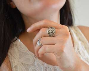 Anello Autentico <span class=keywords><strong>KAYI</strong></span> con Bandiera Turca Antica, Sigillo Ottomano alla Moda con Simbolo della Tribù Turca - Product Image 5