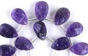 Face arrière du vernis en forme de poire, améthyste naturelle brute, qualité supérieure, 1 brin, février, anniversaire, dos plat brut - Product Image 2