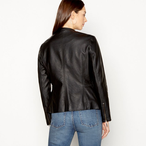 Chaqueta de cuero de motocicleta para mujer de alta calidad, temporada de invierno, relleno de algodón, logotipo personalizado, cierre de cremallera a rayas, seda larga XL - Product Image 3