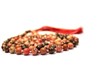 Fait à la main naturel poli bohème 6mm Rhodonite perles glands unisexe Yoga Mala collier hindouisme cadeaux fêtes - Product Image 1