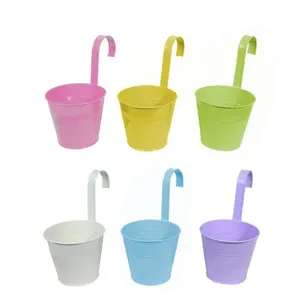 Kim Loại Mạ Kẽm Đa Màu Thực Vật Flower Pot Hook Planter Treo Xô Tường Treo Planter Flowerpots