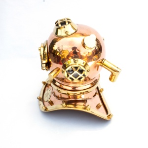 หมวกดำน้ำทองเหลืองโบราณ 7 นิ้ว คุณภาพสูง ขายดี รุ่น Nautical Mark V ผิวทองแดง - Product Image 3