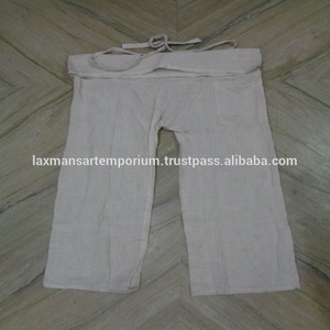 Nuevo algodón cáñamo hecho modelo tailandés pijamas/Pantalones de mujer de color blanco proveedor mayorista de India - Product Image 1