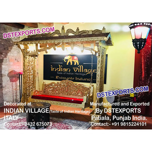 <b>Wooden</b> Hand Carved Gold <b>Swing</b> Jhula Golden Carved Wedding <b>Swing</b> <b>Set</b> Latest Indian Wedding <b>Swing</b> <b>Set</b> UK - Product Image 1