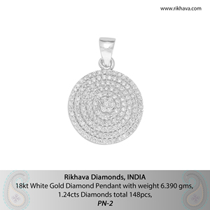Ensemble pendentif en or blanc 18 carats avec diamants Bijoux élégants pour femmes - Product Image 6