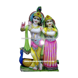 Statue blanche en marbre Makrana Radha Krishna - Product Image 1
