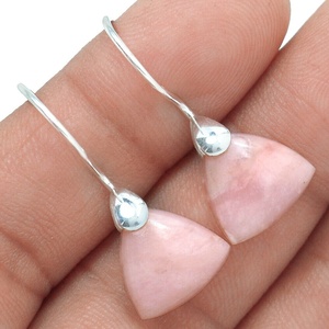 2025 New Arrival 925 Sterling Silver Pink <b>Opal</b> Gemstone <b>Earrings</b> Jewelry For Women Handmade Jewelry In Bulk Price ODM OEM - Product Image 1
