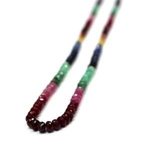 Acheter Micro perles à facettes faites à la main Natural Crystak Multi Color Sapphire Single Strand Necklace - Product Image 5