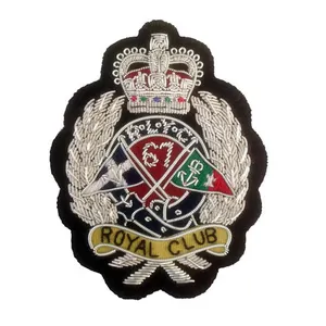 Hoge Kwaliteit Royal Club Klassieke Badge Geborduurde Draad Patch Crest Hele Verkoop Prijs Blazer Badges Oem Service