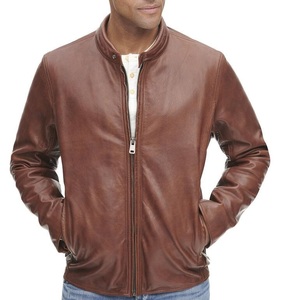 Chaqueta de Cuero Marrón Clásica para Motociclistas, Suave, Transpirable, Impermeable, de Secado Rápido, Ajuste Cómodo, Mangas Completas, Cierre Frontal, para Invierno - Product Image 3