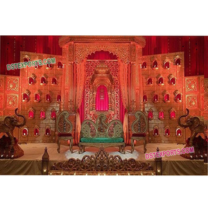 Panneau de toile de fond de mariage ramajwada, toile de fond artistique, panneau de Style Temple de mariage, en Fiber Jhrokha - Product Image 1