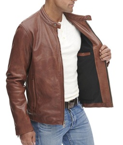 Chaqueta de Cuero Marrón Clásica para Motociclistas, Suave, Transpirable, Impermeable, de Secado Rápido, Ajuste Cómodo, Mangas Completas, Cierre Frontal, para Invierno - Product Image 5