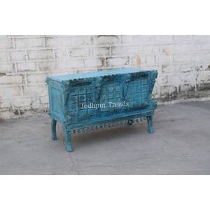 Table de console en bois sculpté indien/coffre salon meubles de maison avec double usage-affichage et stockage - Product Image 2