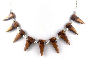 Cuentas de Jaspe Unakita Natural de Buena Calidad, Forma Triangular Facetada, Color Amarillo Negro, Grado AAA, Certificadas por Terceros - Product Image 5