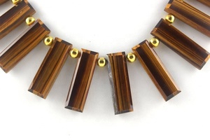 ลูกปัด Briolette แบบเหลี่ยมเพชรพลอยพลอยตาเสือเกรด AAA เจียระไนทรงสี่เหลี่ยมผืนผ้าสำหรับทำเครื่องประดับทำด้วยมือธรรมชาติ - Product Image 4