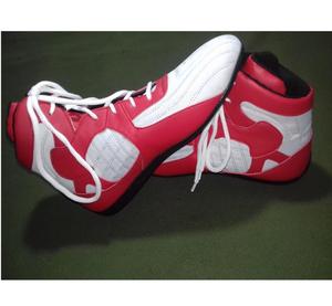 Shemax รองเท้าชกมวยหนัง PU สำหรับฝึกชกมวยติดผนังลายบ๊อบจีนสีดำสีแดงสีฟ้า - Product Image 5