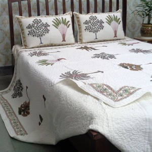 Latest Design Banana Palm Tree Hand Block Printed Queen Size Quilted <b>Bedspread</b> Factory Outlets Price for Home Use - Product Image 3